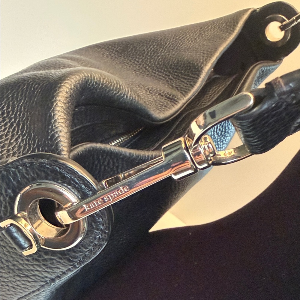 kate spade Black Pebbled Leather Shoulder Bag with Logo - Picture 4 of 10